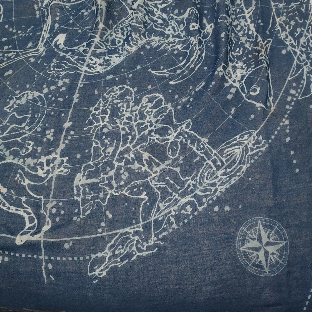 Scarf Large 50x56 Cobalt Blue Astrological Cotton Beach Wrap Zodiac Signs - Picture 8 of 15